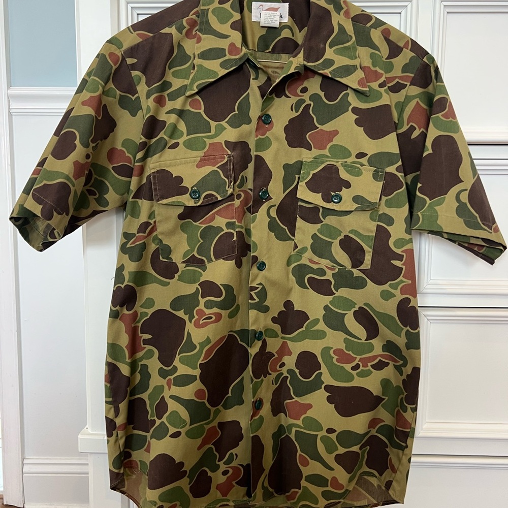 Butterfly collar Camouflage Short Sleeve button down